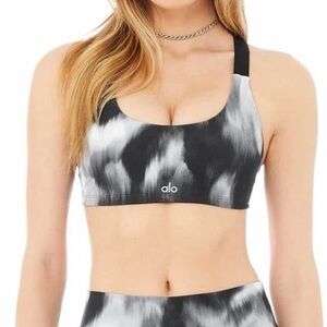 Alo Yoga Vapor Aurora Take Charge Bra Black White Sz. S